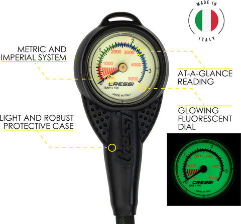 Cressi Mini SPG Global Pressure Gauge Imperial