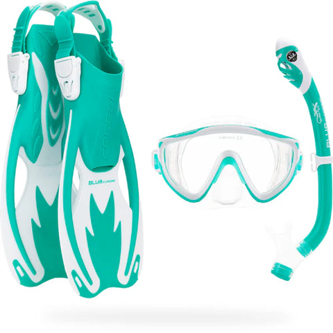 Cressi Tinetto Rocks Dry Snorkelling Set Aqua Green/White