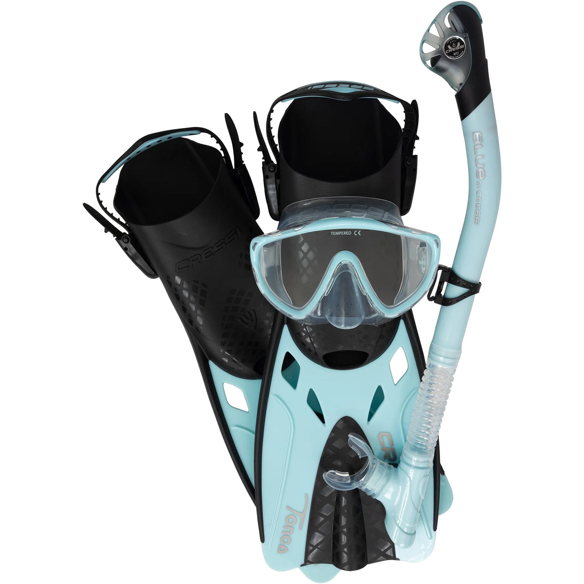 Cressi Tino Adventure Snorkelling Set Clear/Ice Cyan