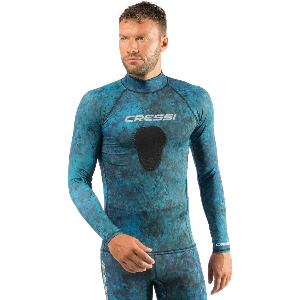 Cressi Hunter RashGuard Shirt Top Blue Camo